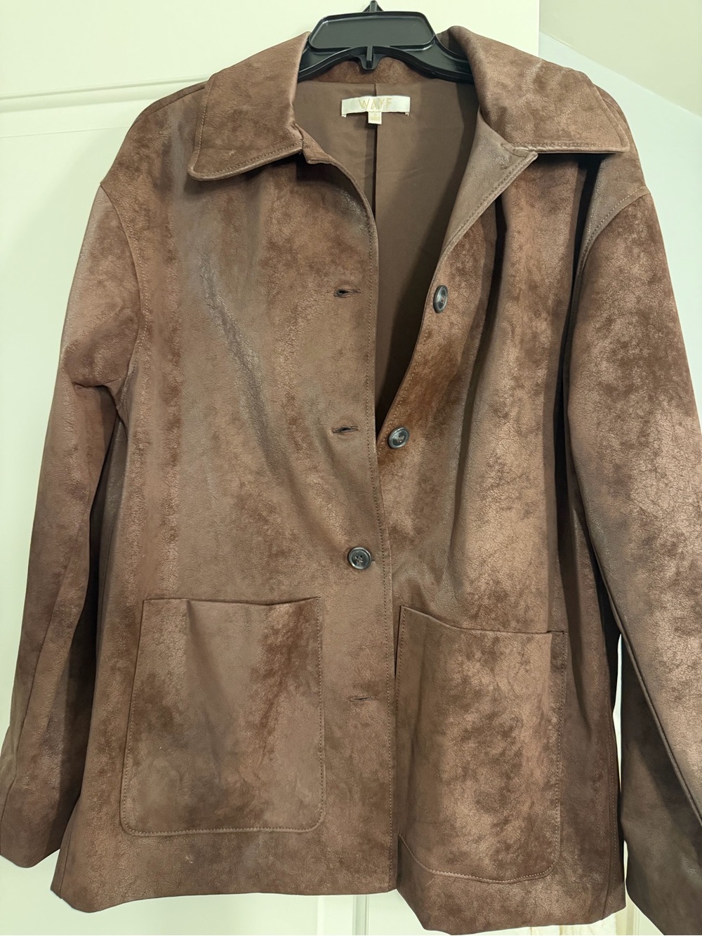Brown Faux Suede Button-Front Jacket - Picture 3 of 7